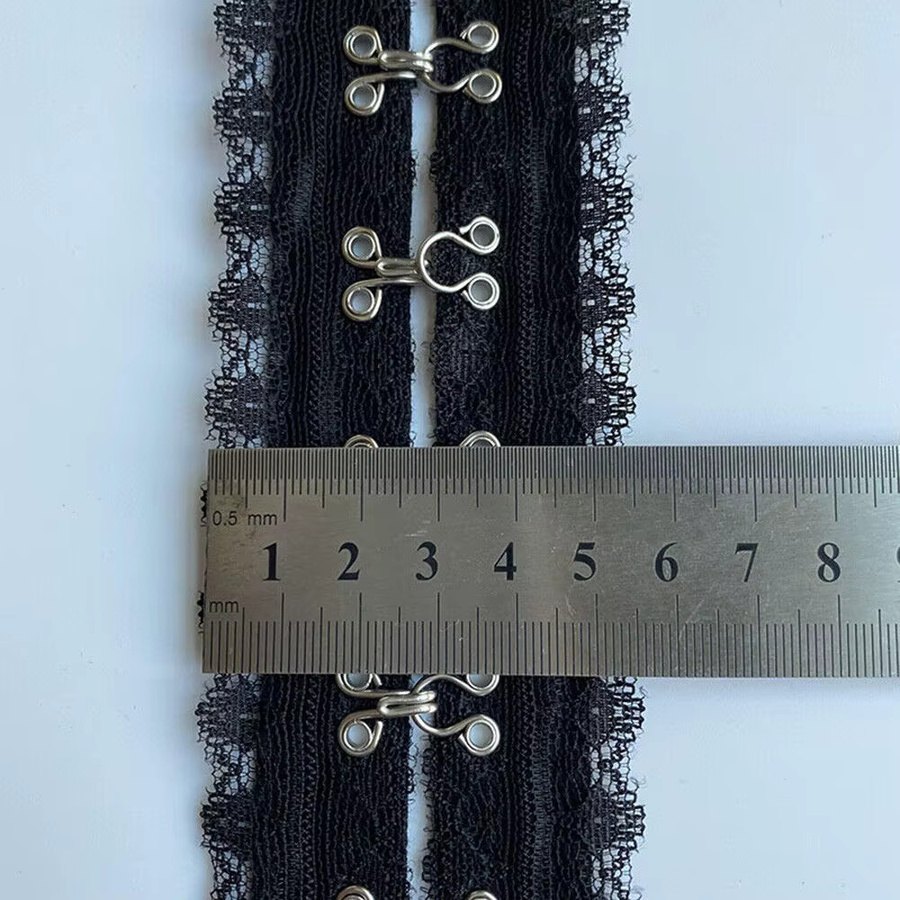 Schwarzes Twill-Poly-Spitzenband mit Haken und Ösen für Korsetts, Breite: 2 cm - Bild 4
