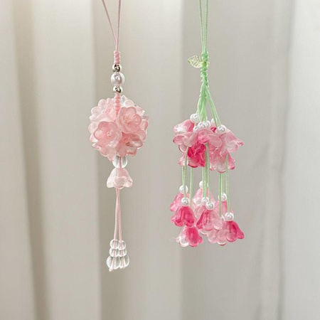 Rui Di Handgelenkband-Lanyard, Kirschblüten, Perlen, Weiß, Mädchen