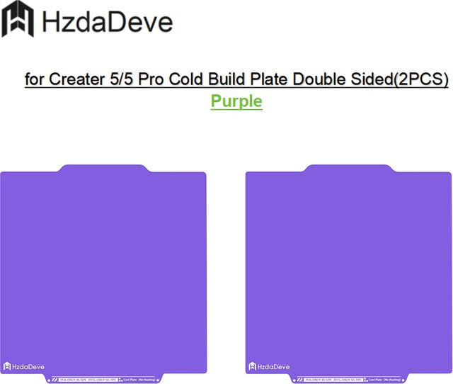 HzdaDeve Kaltbauplatte für Flashforge Creator 5/5 Pro, doppelseitig glatte Platte in Lila - Bild 1