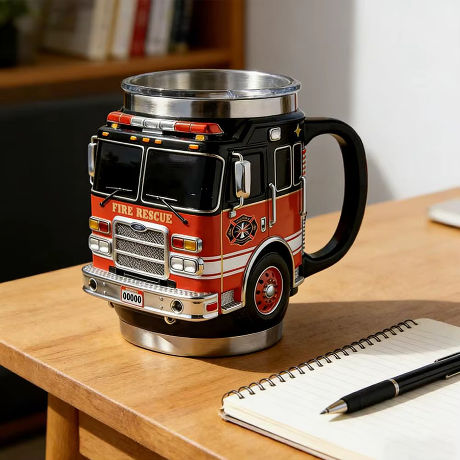 KITPIPI Feuerwehr Kaffeetasse aus Edelstahl mit kreativem LKW-Design - Bild 3