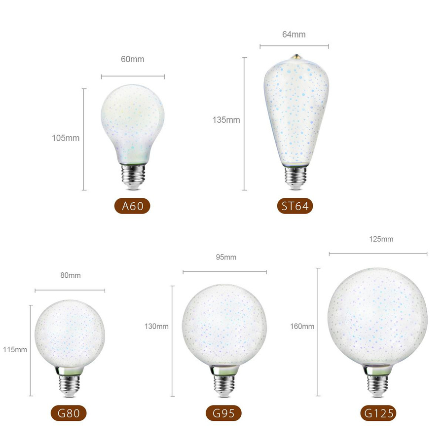 MALITAI LED Vintage Edison Lampe mit 3D-Feuerwerk-Effekt, E27, warmweiß, Glas - Bild 2