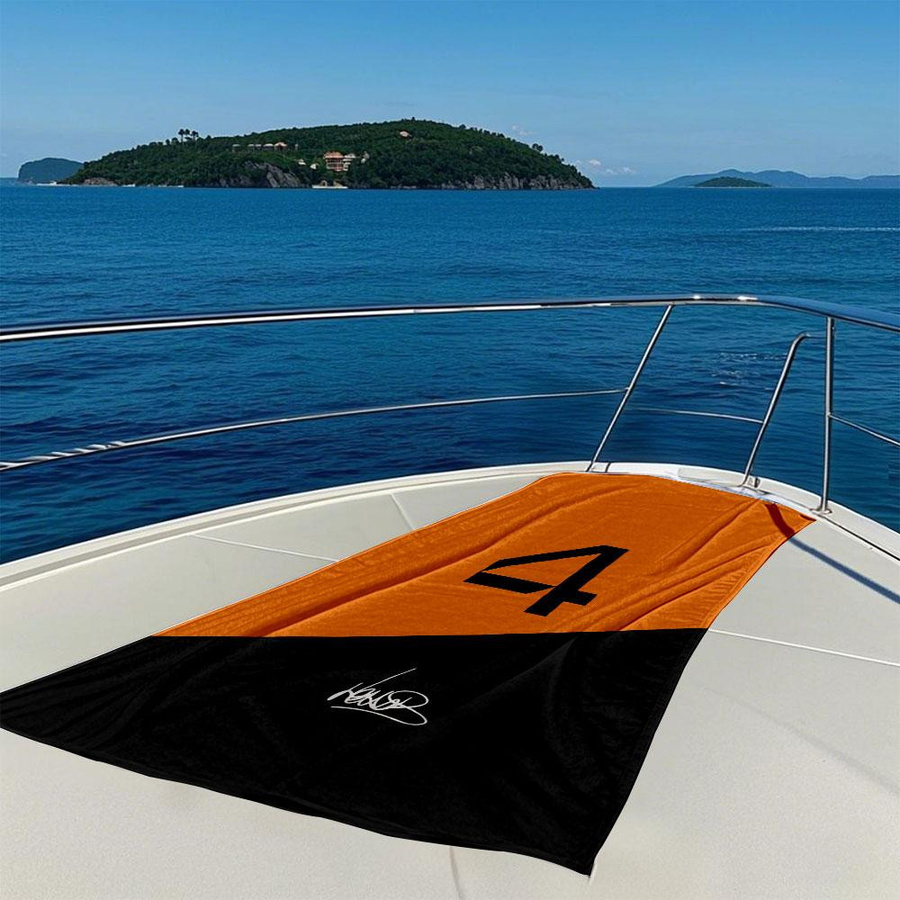 Lando vier Norris Schnelltrocknendes Badetuch aus Mikrofaser in Orange, B/H: 90 x 180 cm - Bild 2