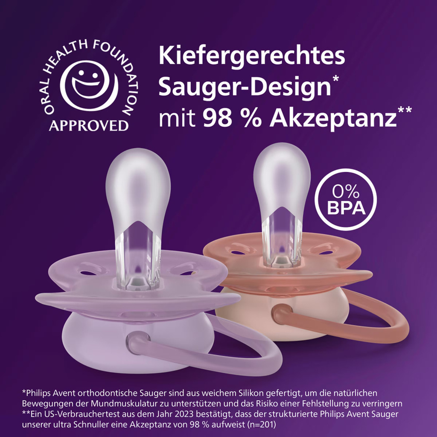 Philips Avent 2er-Pack Schnuller ultra soft, Pink, 6-18 Monate, BPA-frei und sterilisierbar - Bild 2