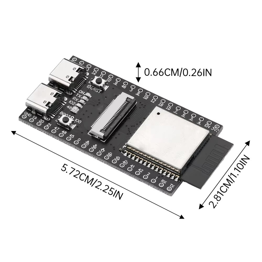 Gaqqee ESP32-S3 CAM WLAN- und Bluetooth-Entwicklungsboard mit ESP32-S3-WROOM-1 N16R8 Modul, Kamera (OV2640/OV5640/OV3660) und Dual-Typ-C-Anschluss in Schwarz - Bild 2