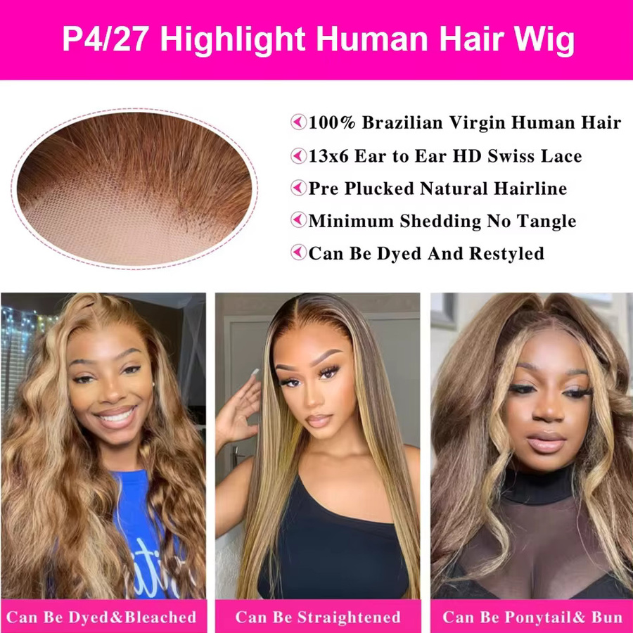 Doralia Kinky Straight Perücke, Yaki Straight, 38 Zoll, 220% Dichte, Highlight 4/27 - Bild 5