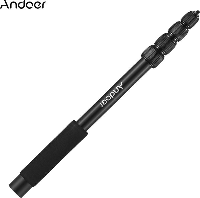 Andoer Handmikrofon-Arm in Schwarz mit Schaumstoffgriff und 1/4 Zoll Gewinde, ausziehbarer Mikrofonarm mit Drehschlössern - Bild 1