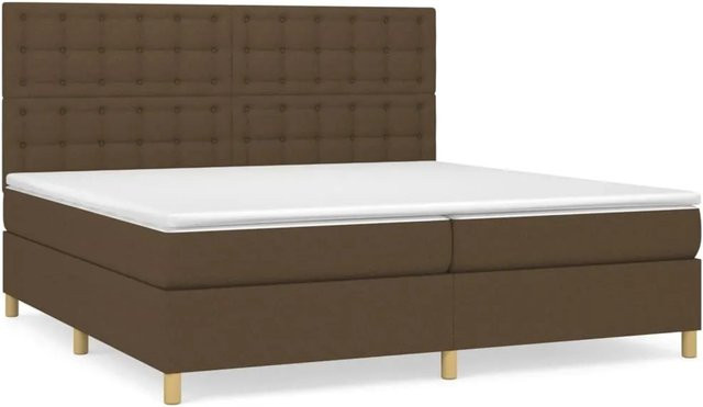 vidaXL Boxspringbett Hybrid mit Matratze und Taschenfedern Dunkelbraun B/T/H: 200 x 200 x 128 cm - Bild 1