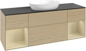 V&B Waschtischunterschrank Finion in Eiche mit grauen Regalsimsen, Breite: 160 cm - Bild 1