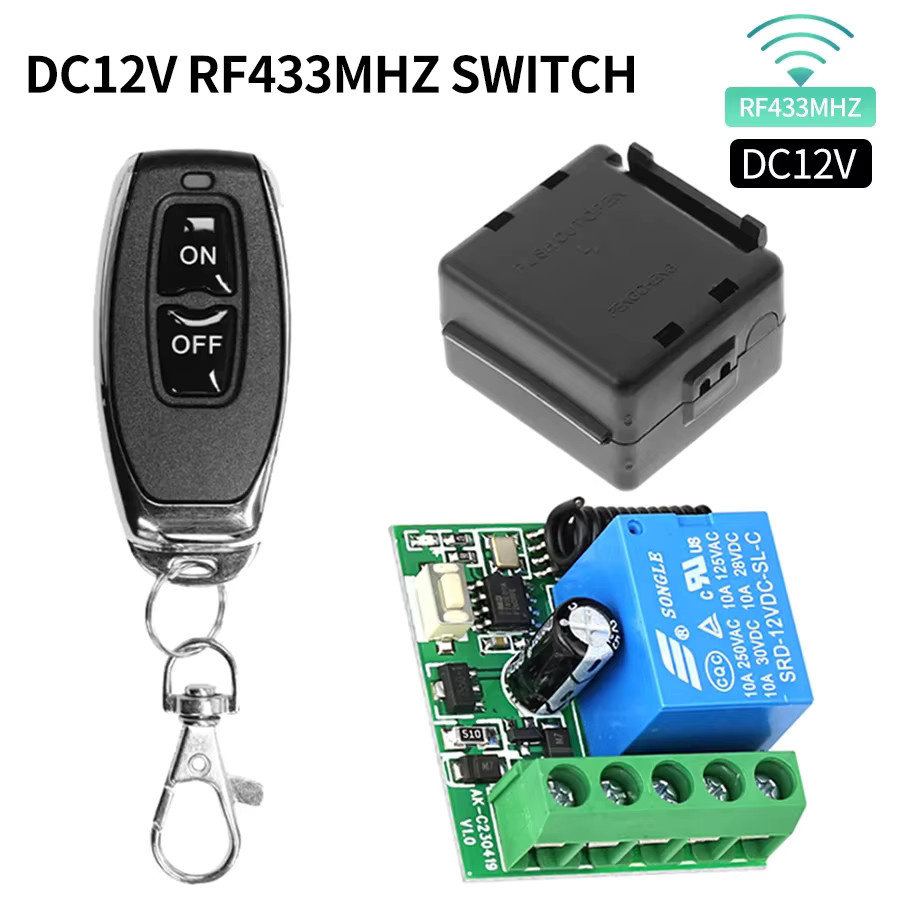 Szaoju Drahtloser RF 433 MHz Fernbedienungsschalter mit 1CH 10A Relaisempfänger und 2-Kanal-Sender für elektromagnetische Türschlösser, Schwarz - Bild 3