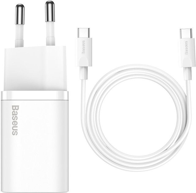 Baseus Super Si Netzteil 25W mit USB-C Kabel, 1x USB-C, Weiß - Bild 1