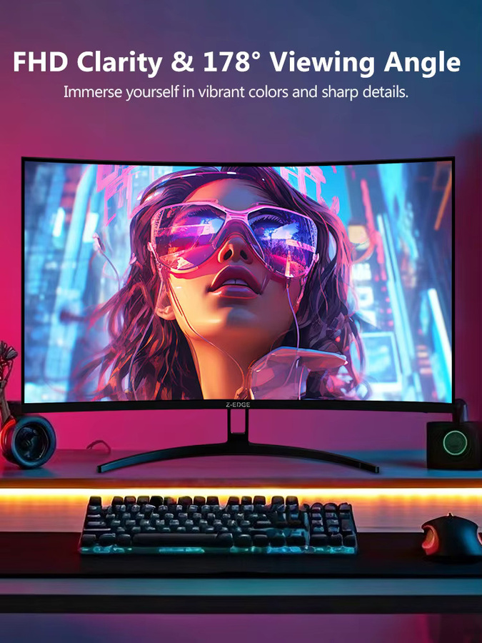 Z-EDGE 32 Zoll Curved Gaming Monitor Full HD, 240Hz, VA-Panel, 1ms MPRT, FreeSync, HDR10, Schwarz - Bild 4