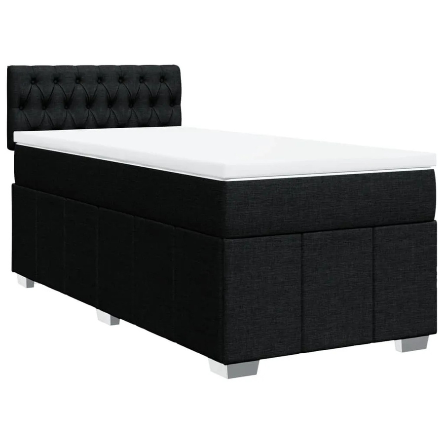 vidaXL Boxspringbett mit Matratze Schwarz B/T/H: 90 x 200 x 100,5 cm mit USB-Anschluss und Unterbettbeleuchtung - Bild 2