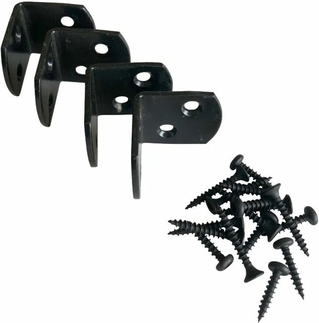 Plus Winkelbeschlag Zaunbeschlag aus Stahl in Schwarz, B/H: 3 x 3,7 cm - Bild 1