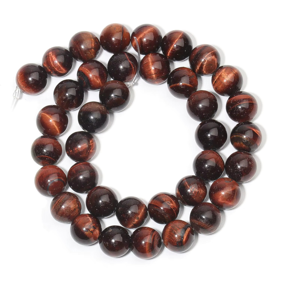 xilitata Perlen, rote Tigerauge, rund, Unisex - Bild 4