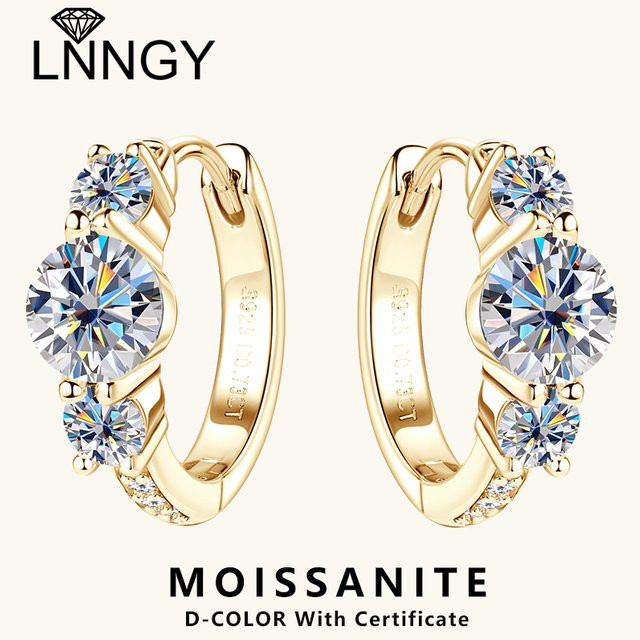 Lnngy Creolen, 925 Silber, Moissanite, Damen - Bild 1