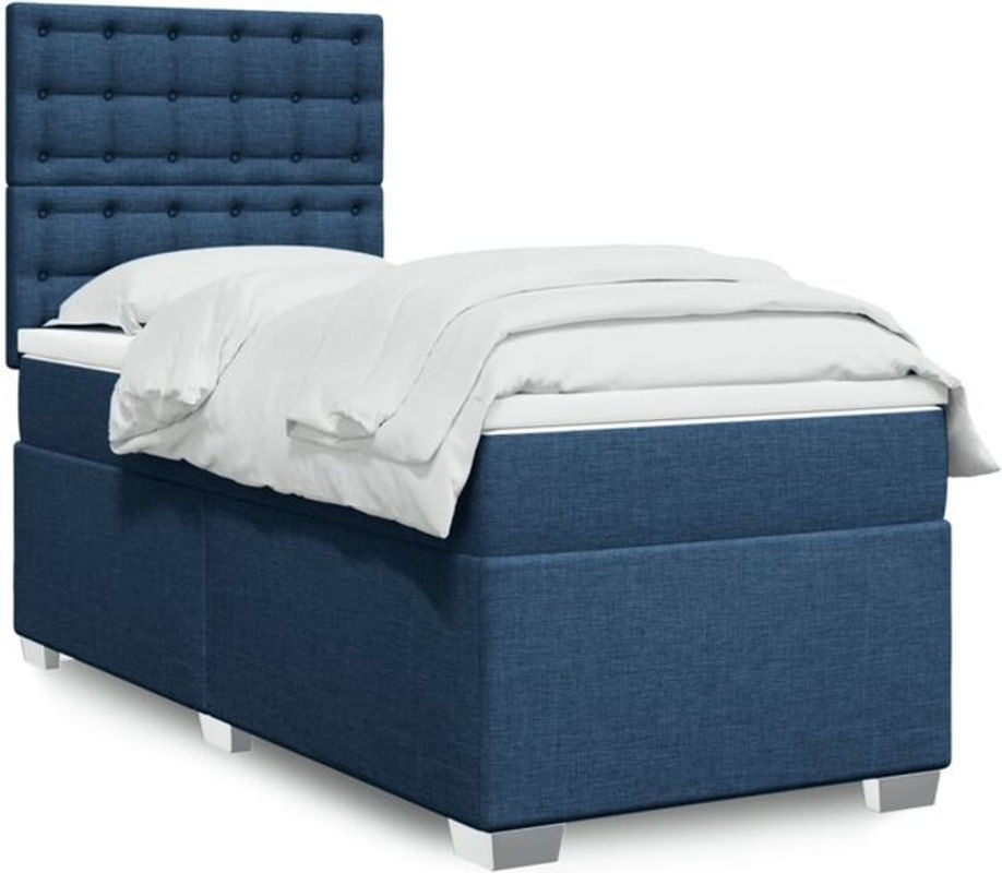 Vidaxl Boxspringbett mit Matratze in Blau und Weiß aus Stoff, B/T/H: 80 x 200 x 150,5 cm - Bild 1
