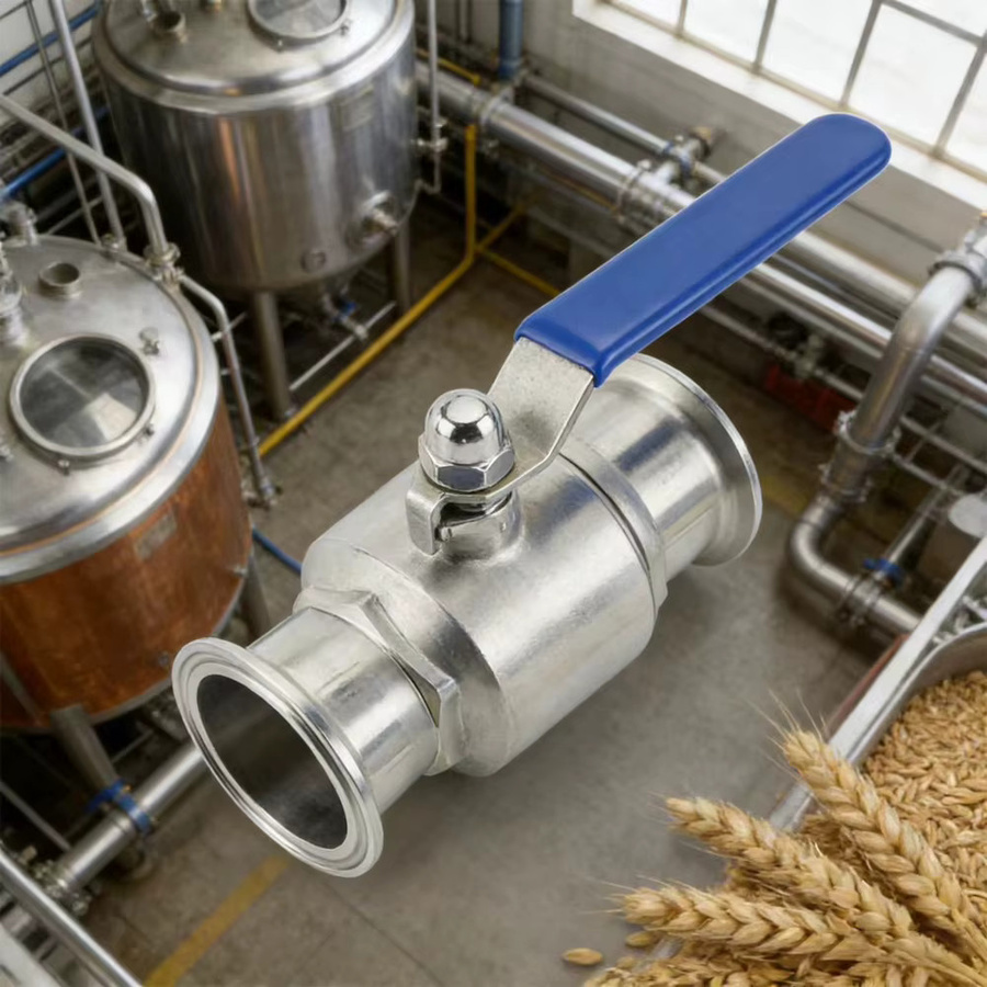 AICANTEK Sanitär-Kugelhahn aus 304 Edelstahl in Silber für Heimbrau und Milchprodukte, Tri-Clamp Ferrulentyp - Bild 2