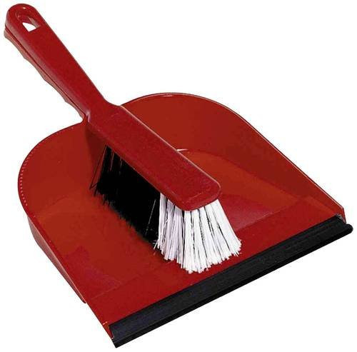 Siena HOME Kehrgarnitur mit Besen und Schaufel in Rot, Wandmontierbar - Bild 1