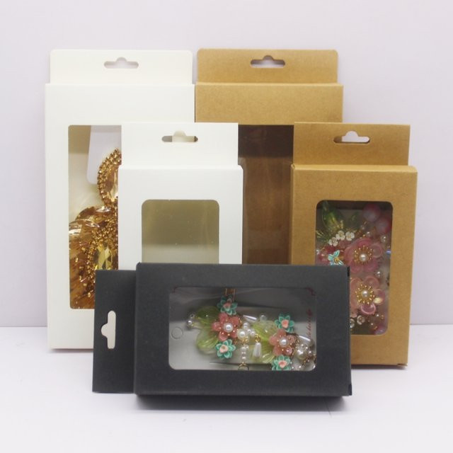 10er Set Geschenkboxen aus Kraftpapier mit Sichtfenster in Schwarz und Weiß für Dessous oder Zubehör - Bild 1