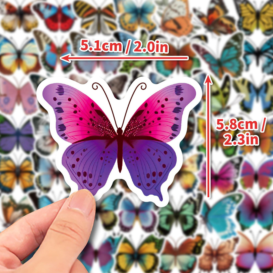 50 Schmetterlingsaufkleber bunte Blumen Graffiti-Aufkleber multicolor - Bild 1