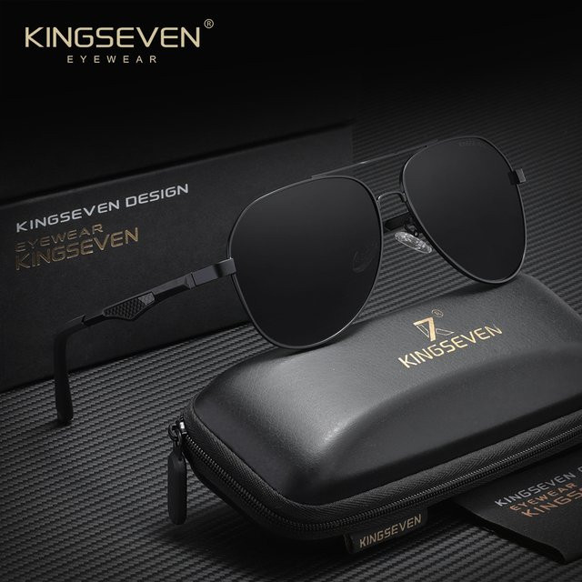 KINGSEVEN Pilot Sonnenbrille, Vollrand, Metall, Unisex, polarisiert - Bild 1