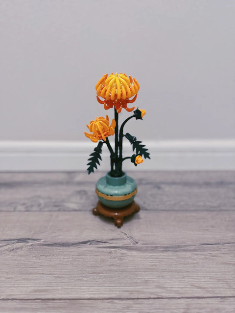 MOC Chrysanthemen-Topfpflanze als modernes Deko-Ornament in Orange für dein Heim - Bild 1