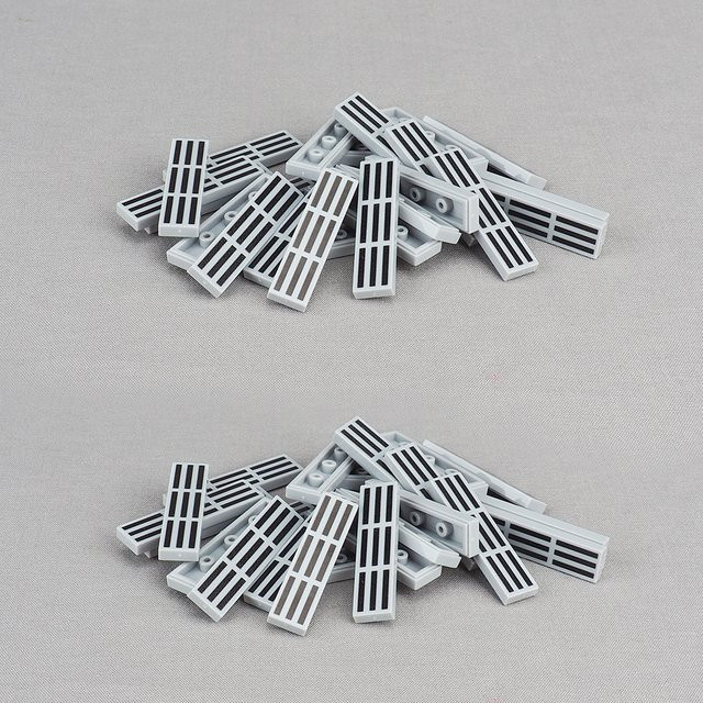 SixBricks Bausteine Set mit Grid-Linien Muster in Schwarz und Grau aus Kunststoff, 10 Stück - Bild 1
