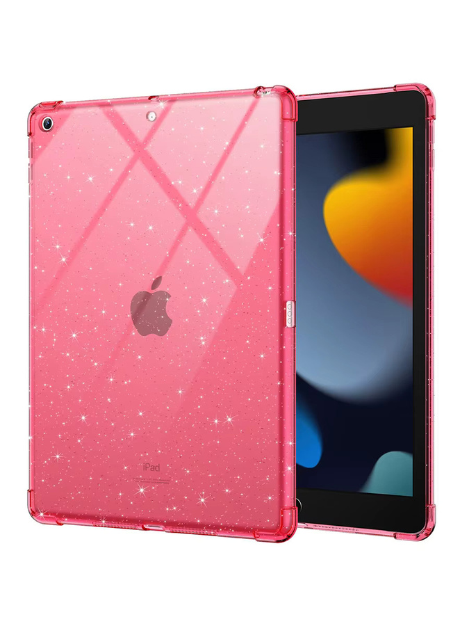 Glitzerhülle für Apple iPad 10.2 7., 8. und 9. Generation in Pink und Rot, stoßfeste Silikonhülle mit schimmerndem Design - Bild 5