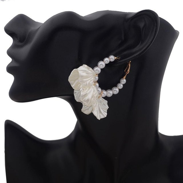 YIRAN Jewelry Creolen, Imitation Perle, Muschel Anhänger, Quaste, Damen, black - Bild 1