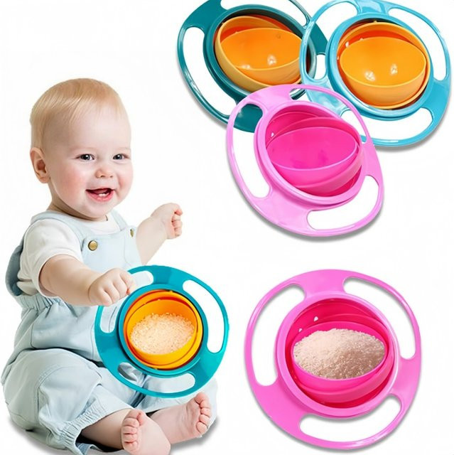 Auslaufsicherer 360-Grad-Baby-Gyro-Futternapf in Pink zum Üben der Selbstständigkeit - Bild 1