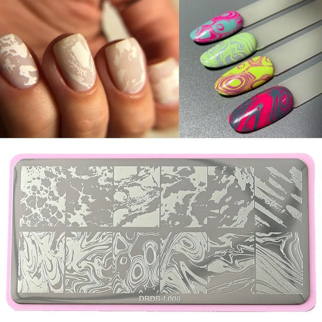 MAFANAILS Nagelstanzenplatte Marmor Vortex, Edelstahl, 12x6cm - Bild 1