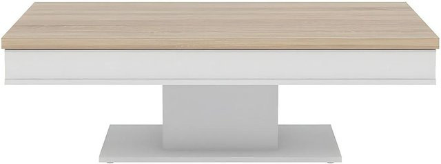 Couchtisch Astulia in Eichenholz-Optik und Weiß, rechteckig, Breite: 120 cm, Länge: 146 cm - Bild 1