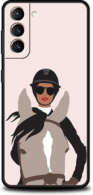 Handyhülle mit galoppierendem Pferd Motiv für Samsung Galaxy S24 S23 S22 S21 S20 S10 S9 Serie, weiche Abdeckung in Schwarz und Multicolour - Bild 1
