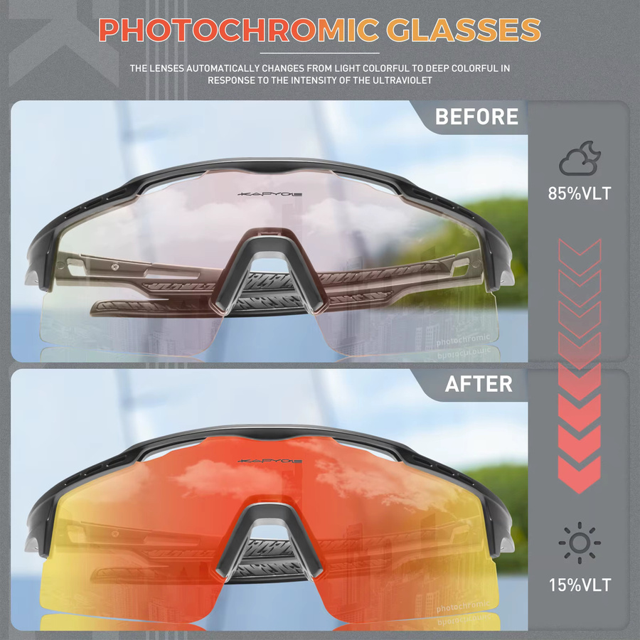 KAPVOE Sportsonnenbrille, Photochrome, Unisex, Vollrand, Kunststoff - Bild 4