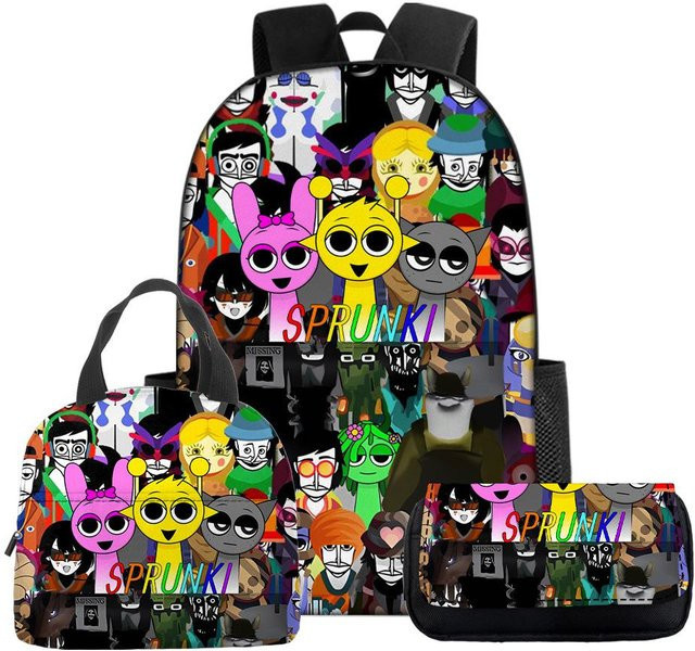 3-teiliges Schulrucksack-Set für Schüler aus Oxford-Stoff mit Schultasche, Schultergurt und Federmäppchen in Multicolour - Bild 1