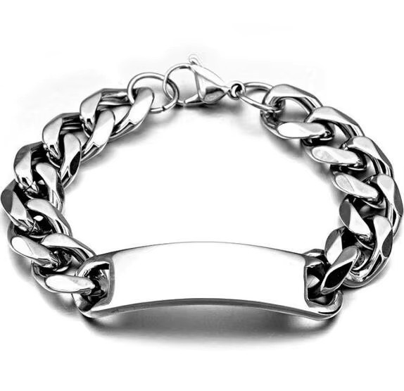 Armband Edelstahl, Smooth Curb Chain Link ID, Herren - Bild 3