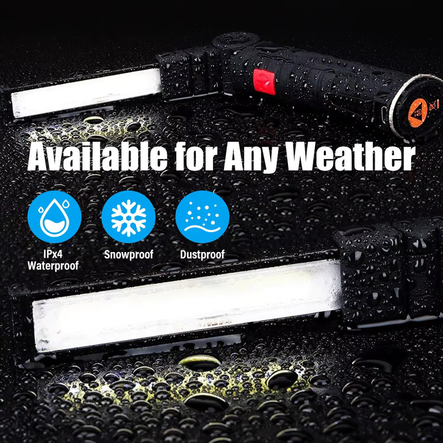 KDULIT Wiederaufladbare Camping-LED-Arbeitsleuchte mit COB-Taschenlampe, Magnet und Haken, wasserdicht, Schwarz - Bild 5