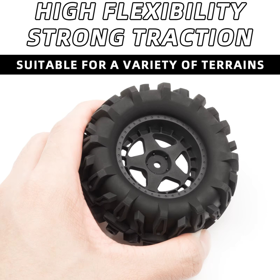 RCZIPROY RC Monster Truck Reifen Räder, 90mm, 12mm Sechskant, Gummi, Schwarz - Bild 3