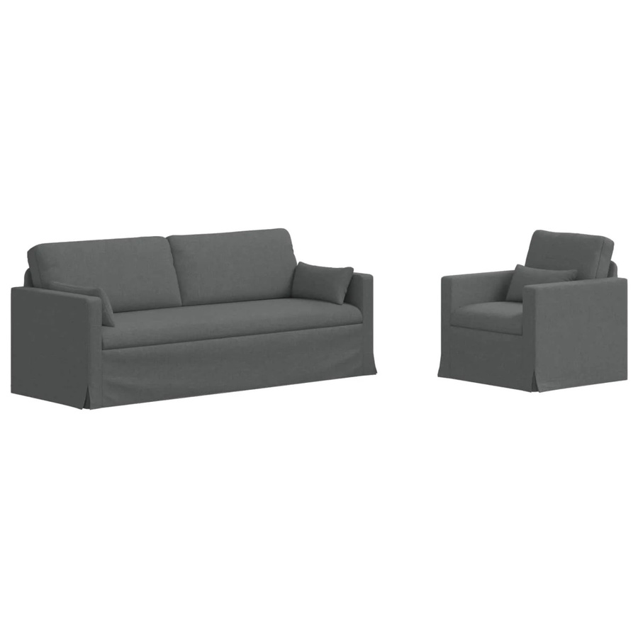 vidaXL Sofa 2-teilig Dunkelgrau mit Stoffbezug und Metallrahmen B/T/H: 198 x 78 x 80 cm und 78 x 78 x 80 cm - Bild 2