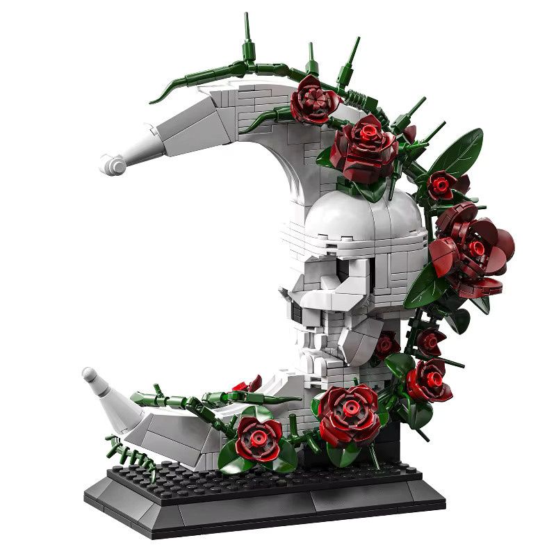 Dunkel-Gotische Kreuz-Totenkopf-Mond-Sanduhr, Konstruktionsbausteine, Fantasy - Bild 3