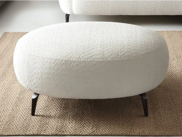 Vente-unique Sitzhocker Aremia in Weiß aus Bouclé-Stoff mit einem Durchmesser von 100 cm - Bild 1