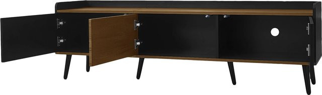 okwish TV Schrank mit Türen und Stauraum in Schwarz und Holzfarbe, B/T/H: 160 x 39 x 49,5 cm - Bild 1