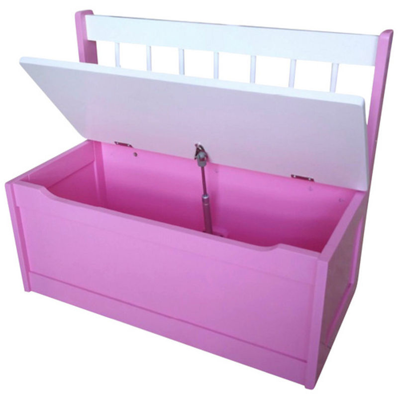 DEKO PLEASURE Truhenbank aus Holz in Rosa und Weiß mit Stauraum für Kissen, B/H/T: 60 x 50 x 30 cm - Bild 2