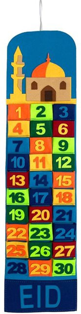 Ramadan Countdown-Kalender als Hängekalender und Aufbewahrungstasche von CosyHome in Blau und Multicolour aus Filz - Bild 1