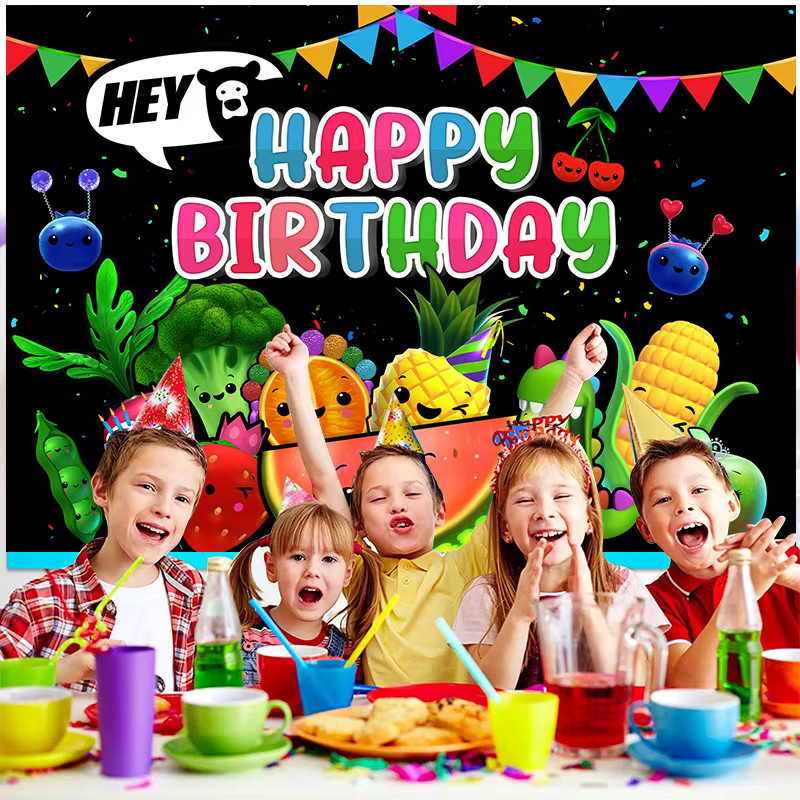 Hey Bear Frucht Motiv Party Banner Dekoration für Kindergeburtstage, Mehrfarbig, B: 90 cm, H: 70 cm, T: 70 cm - Bild 4