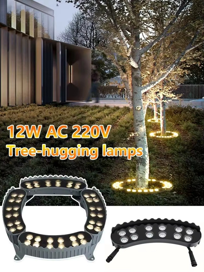 Burhui 5er Set LED-Baumumarmungslampen für den Außenbereich, IP65 wasserdichte Landschaftsstrahler in Warmweiß, Schwarz - Bild 7