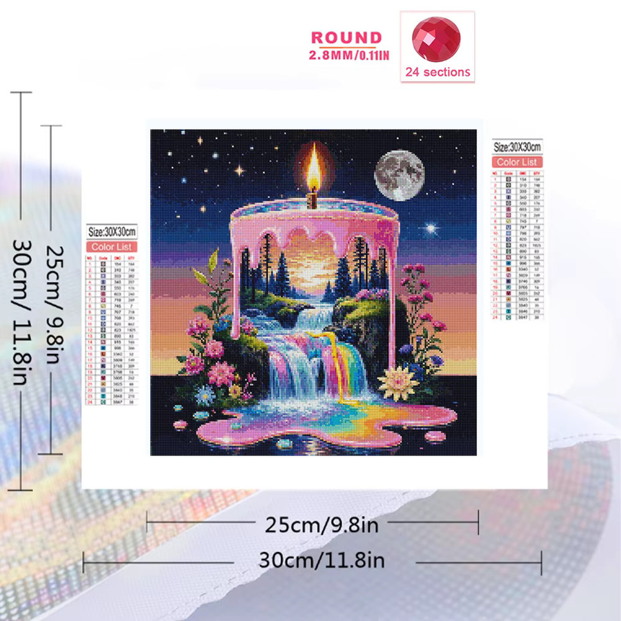EverShine Diamantmalerei Kerzenlandschaft mit Blumenmuster und Wasserfall als Strass-Mosaik für Erwachsene in Multicolor - Bild 2