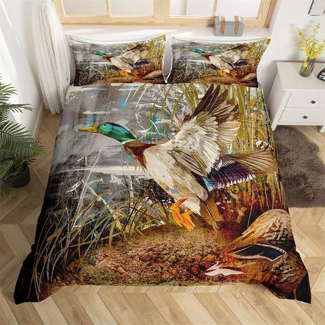Fishing King Bettwäsche-Set aus Mikrofaser mit Angel- und Naturmotiv, 3-teilig, B/H: 200 x 230 cm, Kissenbezug: 50 x 70 cm, Mehrfarbig - Bild 1