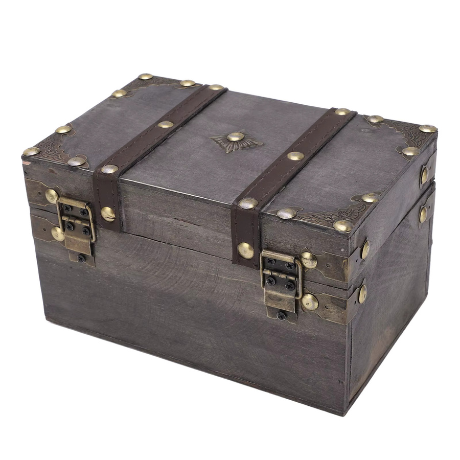 TOPINCN Retro Holz Schatzkiste Vintage Schmuckbox in Braun mit codiertem Schloss - Bild 2