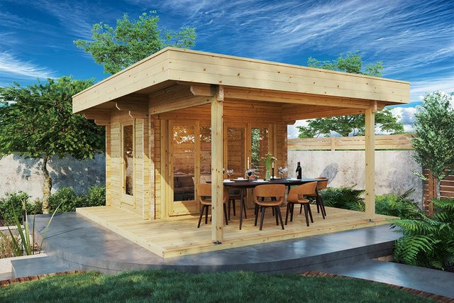 Gartenhaus Remo 2 mit Terrasse und Veranda B/T/H: 5 x 5 x 4 m - Bild 1